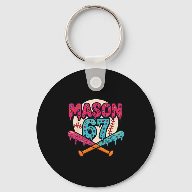Mason 67 Funny Ice Cream Drip Sell Meme Graphic  Key Ring (Front)