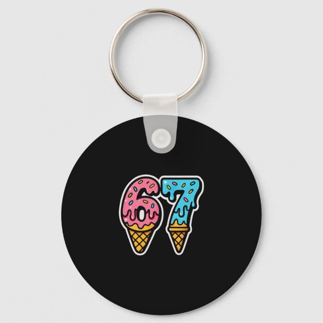 Mason 67 Ice Cream Cute Meme Six Seven  Key Ring (Front)