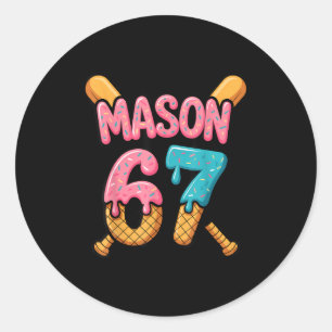 Mason 67 Ice Cream Drip Baseball  Classic Round Sticker