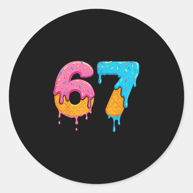 Mason 67 Ice Cream Drip Meme Six Seven  Classic Round Sticker (Front)