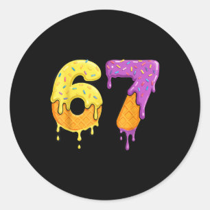 Mason 67 Ice Cream Drip Meme Six Seven Funny  Classic Round Sticker