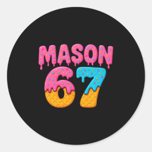 Mason 67 Ice Cream Meme Funny Six Seven Mason Ice Classic Round Sticker
