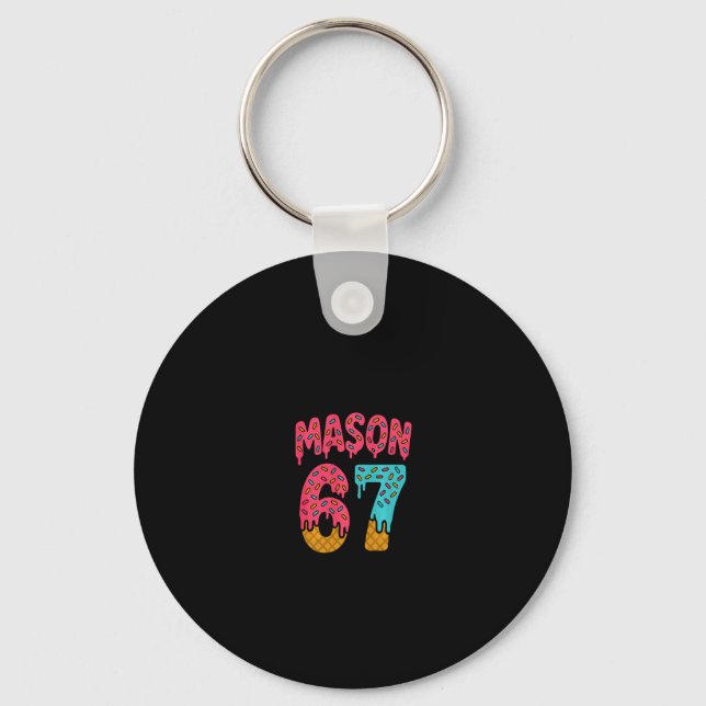 Mason 67 Ice Cream Meme Funny Six Seven (on Ck) Pu Key Ring (Front)