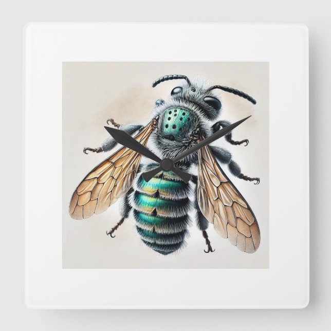 Mason Bee 161024IREF237 - Watercolor Square Wall Clock (Front)