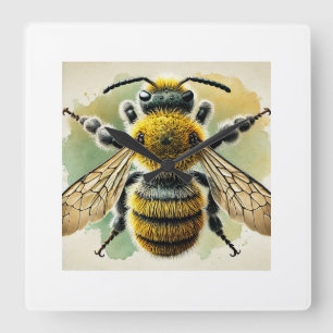 Mason bee Megachile 130924IREF225 - Watercolor Square Wall Clock
