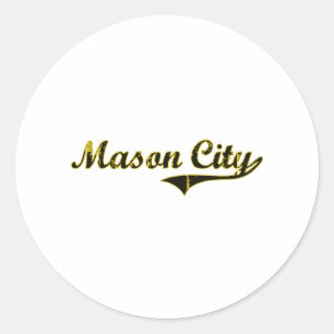 Mason City Iowa Classic Design Round Sticker