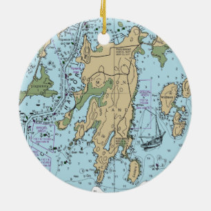 Mason Island Mystic CT Chart Ceramic Ornament