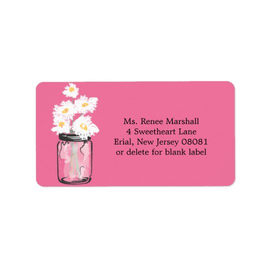 Mason Jar and Daisies Address Label