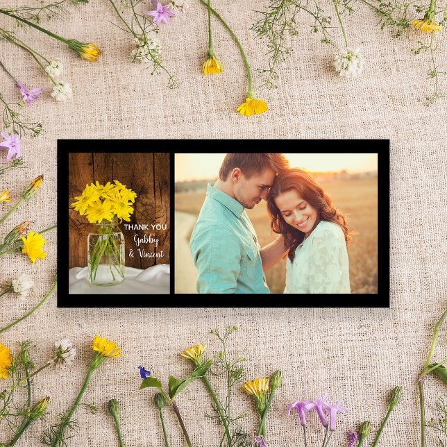 Mason Jar and Daisies Country Wedding Thank You Card (Creator Uploaded)