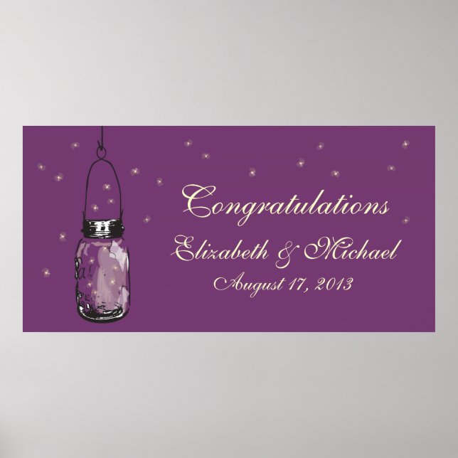 Mason Jar and Fireflies Banner Poster (Front)