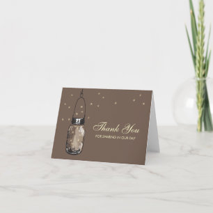 Mason Jar and Fireflies Thank You Card