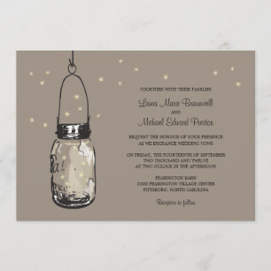Mason Jar and Fireflies Wedding Invitations