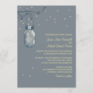 Mason Jar and Fireflies Wedding Invitations