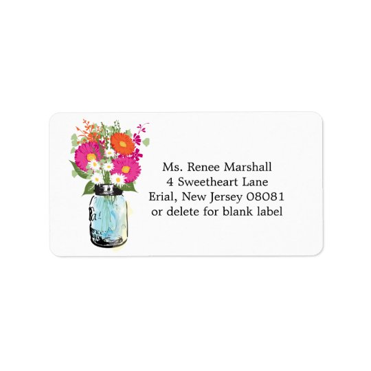 Mason Jar and Gerber Daisies Address Label