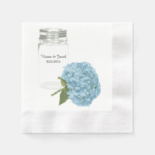 Mason Jar and Hydrangea Custom Wedding Napkins