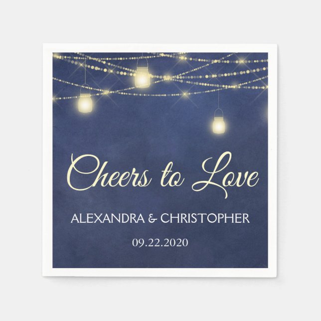 Mason Jar and String Lights Wedding Napkin (Front)