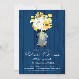 Mason Jar and Sunflowers Rehearsal Dinner Invitation