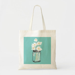 Mason Jar and White Daisies Tote Bag