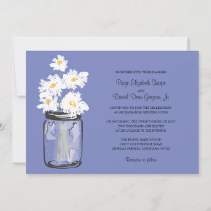 Mason Jar and White Daisies Wedding Invitation