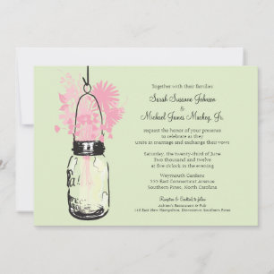 Mason Jar and Wildflowers Wedding Invitation