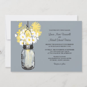 Mason Jar and Wildflowers Wedding Invitations