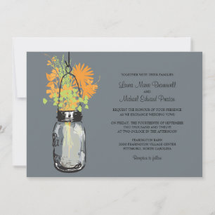 Mason Jar and Wildflowers Wedding Invitations