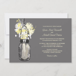 Mason Jar and Wildflowers Wedding Invitations