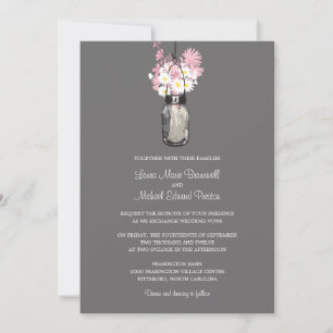 Mason Jar and Wildflowers Wedding Invitations