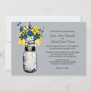 Mason Jar and Wildflowers Wedding Invitations