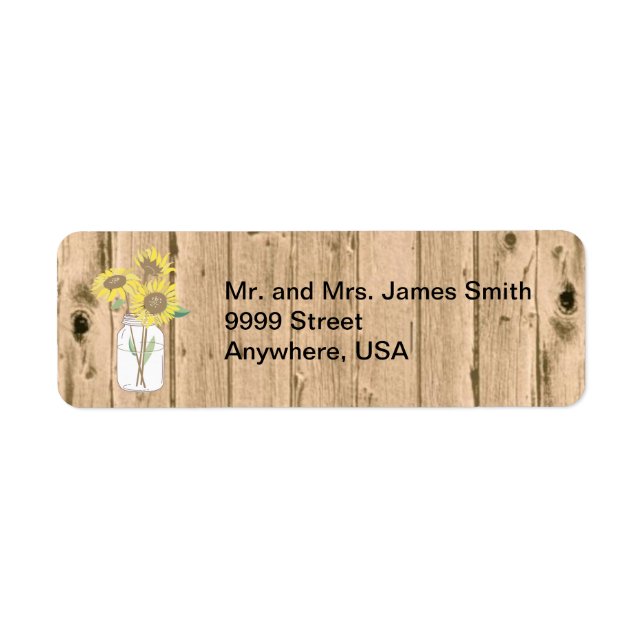 Mason Jar and Wood Mailing Label Return Address Label (Front)