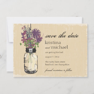 Mason Jar & Autumn Wildflowers Save the Date