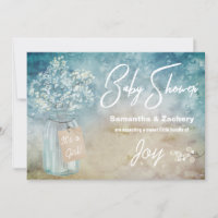 ** Mason Jar Baby's Breath Baby Shower Rustic