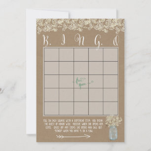Mason Jar Baby's Breath Shower Bingo Cards