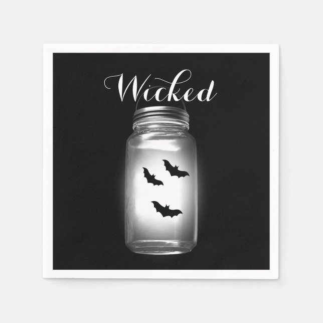 Mason Jar Bats Halloween Napkin (Front)