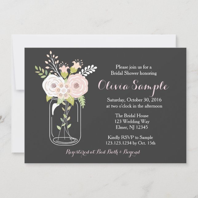 Mason Jar Bridal Shower Invitation (Front)