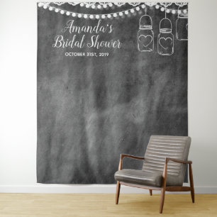 Mason Jar Bridal Shower Photo Booth Backdrop Tapestry