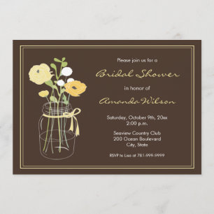Mason Jar Brown and Yellow Bridal Shower Invite