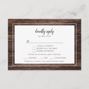Mason jar burgundy wedding RSVP + entree choice