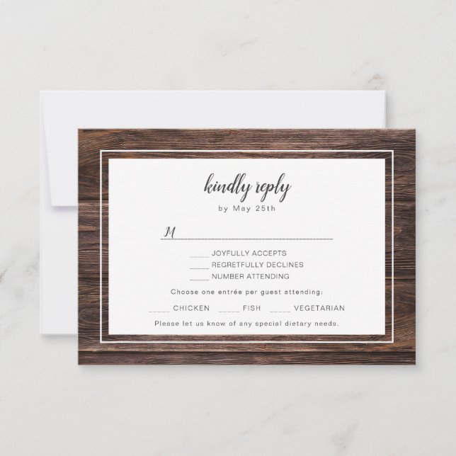Mason jar burgundy wedding RSVP + entree choice Card (Front)