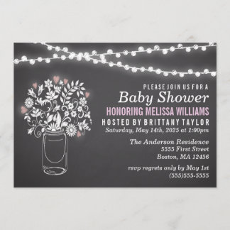 Mason Jar Chalkboard Baby Shower Invitation