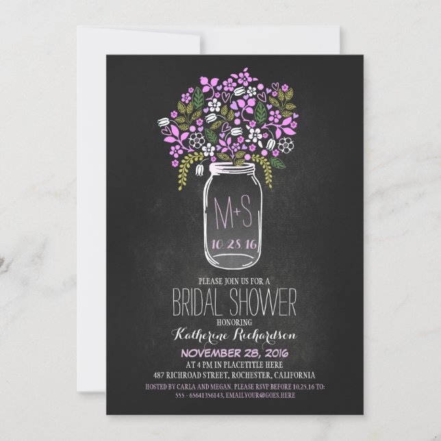 mason jar chalkboard bridal shower invitation (Front)