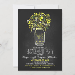 mason jar chalkboard engagement party invitation