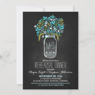 mason jar chalkboard rehearsal dinner invitation