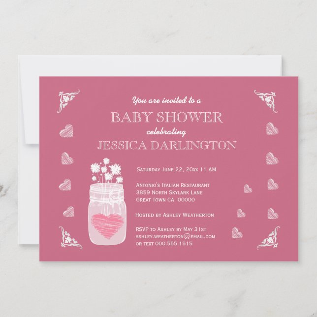 Mason Jar Chalkboard Rustic Baby Shower A01E Invitation (Front)