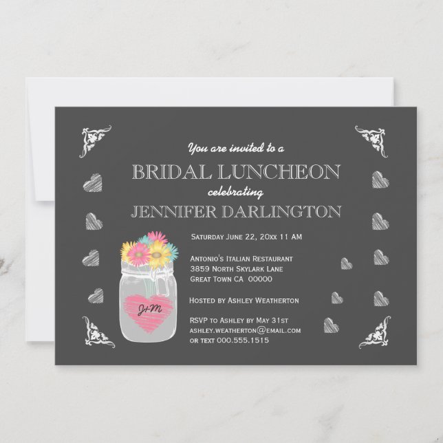 Mason Jar Chalkboard Rustic Bridal Luncheon A01C Invitation (Front)