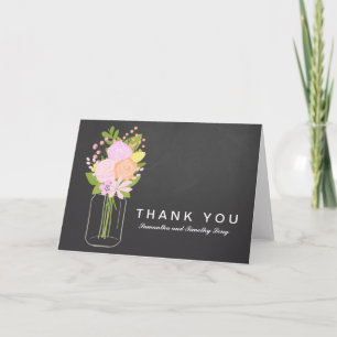 Mason Jar Chalkboard Thank You Wedding Card