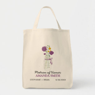 Mason Jar Custom Wedding Party Tote Bag (purple)