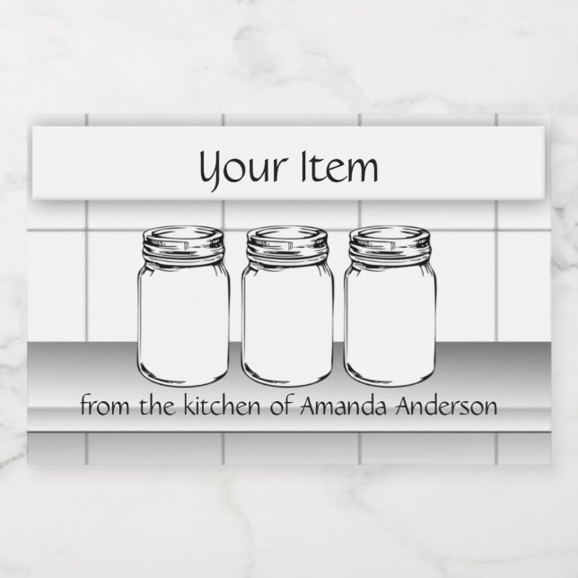 Mason Jar Custom Your Item Moden Product Label 3x2 (Single Label)