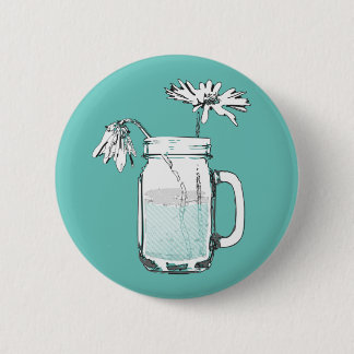 mason jar daisies 6 cm round badge
