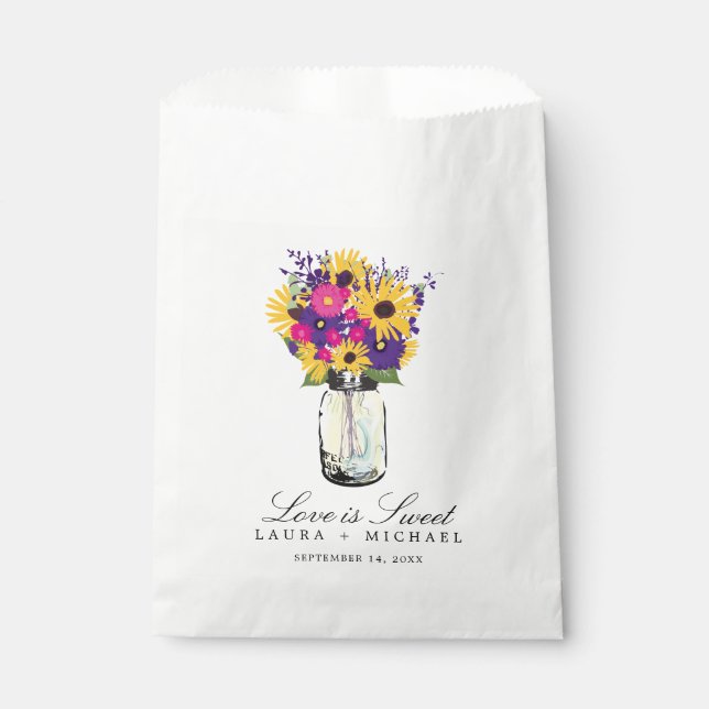 Mason Jar Daisies and Sunflowers | Favours Favour Bag (Front)